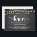 It's an after the Wedding Dinner, Elopement Invita Invitation<br><div class="desc">It's an after the wedding dinner,  Wedding Elopement Announcement / Invitation card,  in Rustic farm chalkboard,  String Lights design. This is perfect for your wedding reception and post-wedding celebration party. Add your details in matching font / lettering.
#TeeshaDerrick</div>