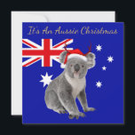 It's An Aussie Christmas with a Koala Card<br><div class="desc">"It's an Aussie Christmas" text.  An Australian Koala with the Australian flag in the background.</div>