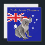 It's An Aussie Christmas with a Koala Card<br><div class="desc">"It's an Aussie Christmas" text.  An Australian Koala with the Australian flag in the background.</div>