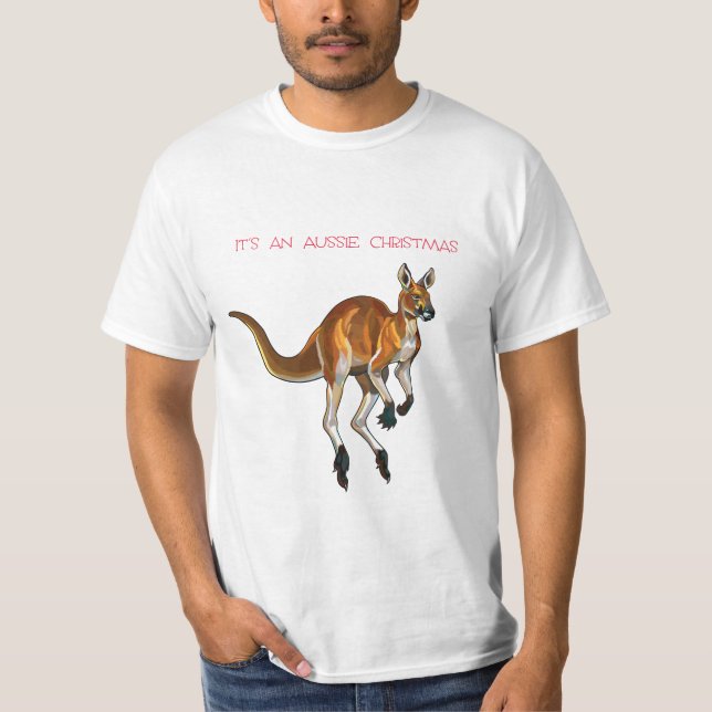 It's An Aussie Christmas with a Red Kangaroo T-Shirt (Front)