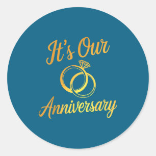 It's Anniversary Married Couples Husband Classic Round Sticker