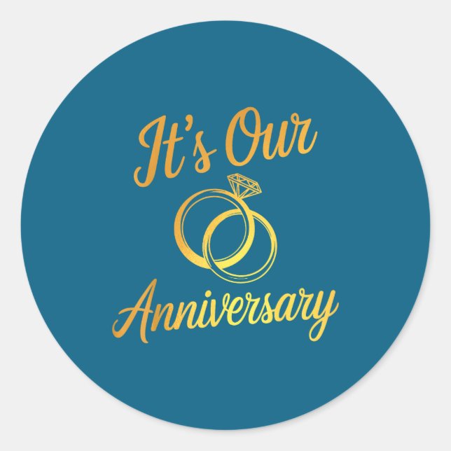 It's Anniversary Married Couples Husband Classic Round Sticker (Front)