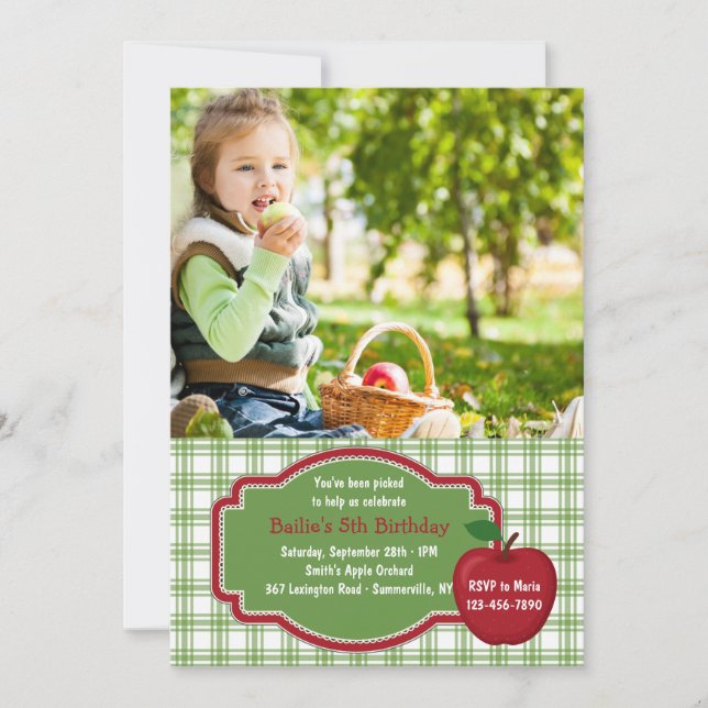 It's Apple Picking Time Photo Invitation (Front)