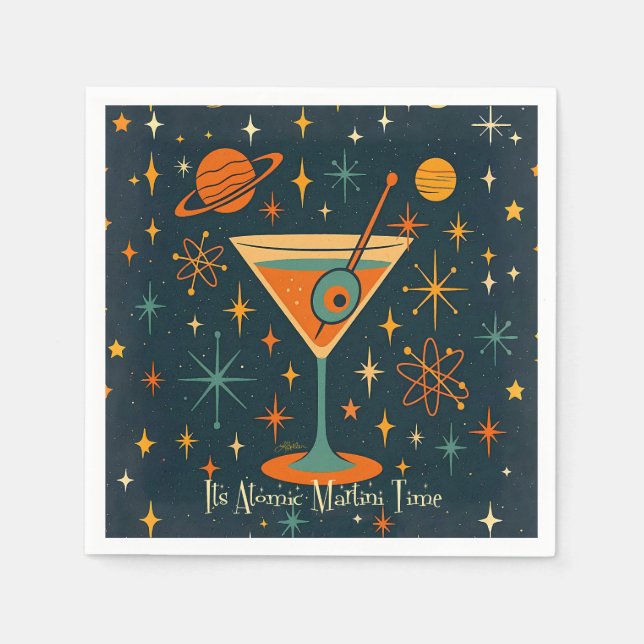 Its Atomic Martini Time Cosmic Stars Napkin (Front)