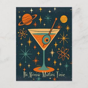 Its Atomic Martini Time Cosmic Stars Postcard