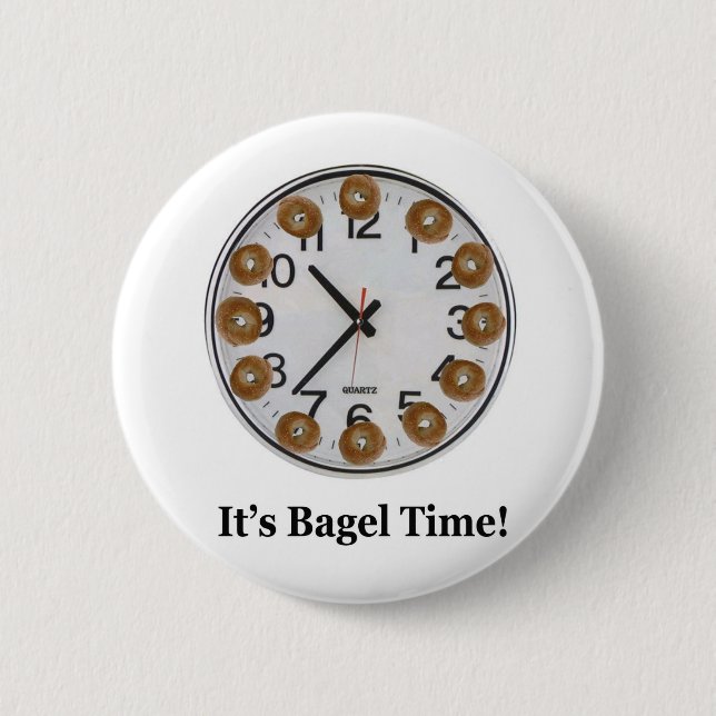 It's Bagel Time! 6 Cm Round Badge (Front)