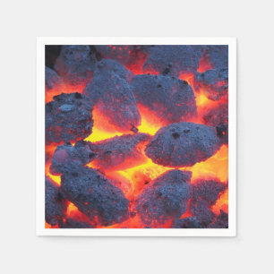 It's BBQ time hot grill coals red grey black red Napkin