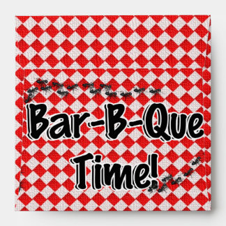 It's BBQ Time! Red Chequered Table Cloth w/Ants Envelope