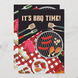 It's BBQ Time, Summer Barbecue Cookout Invitation