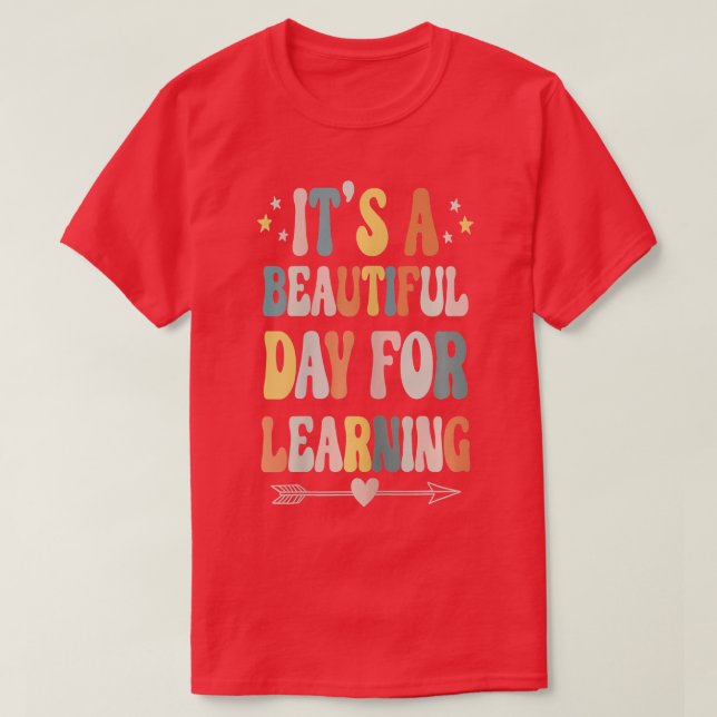 It's Beautiful Day For Learning Retro Teacher Stud T-Shirt (Design Front)