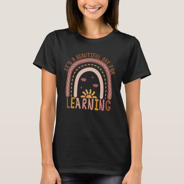 It's Beautiful Day For Learning Retro Teacher Stud T-Shirt (Front)