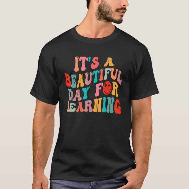 It's Beautiful Day For Learning Retro Teacher Stud T-Shirt (Front)