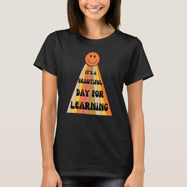 It's Beautiful Day For Learning Retro Teacher Stud T-Shirt (Front)