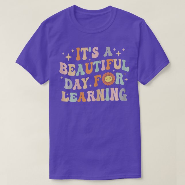 It's Beautiful Day For Learning Retro Teacher Stud T-Shirt (Design Front)