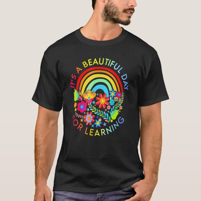 It's Beautiful Day For Learning Retro Teacher Stud T-Shirt (Front)