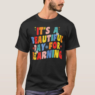 It's Beautiful Day For Learning Retro Teacher Stud T-Shirt
