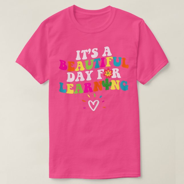 It's Beautiful Day For Learning Retro Teacher Stud T-Shirt (Design Front)