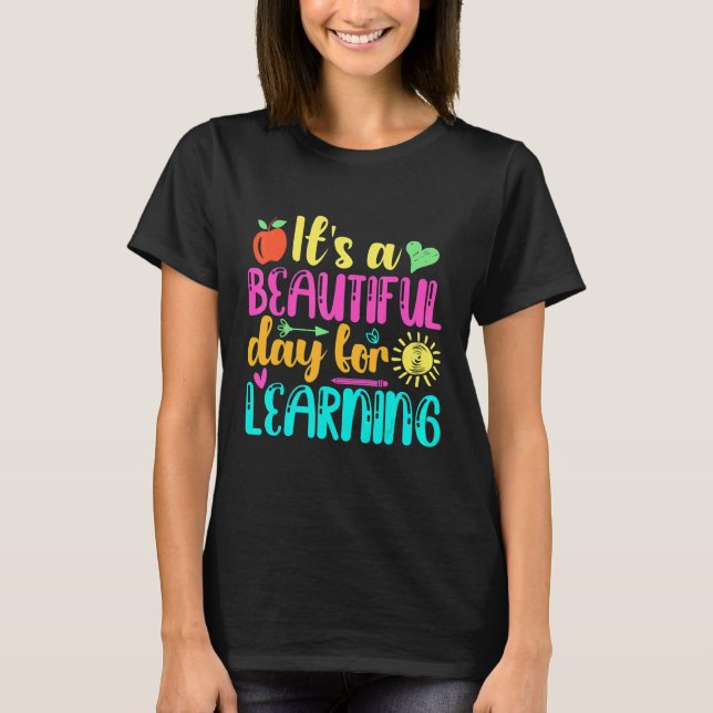 It's Beautiful Day For Learning Retro Teacher Stud T-Shirt (Front)