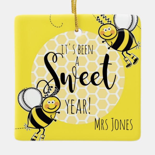 its been a sweet year bee the best teacher ever ceramic ornament (Front)