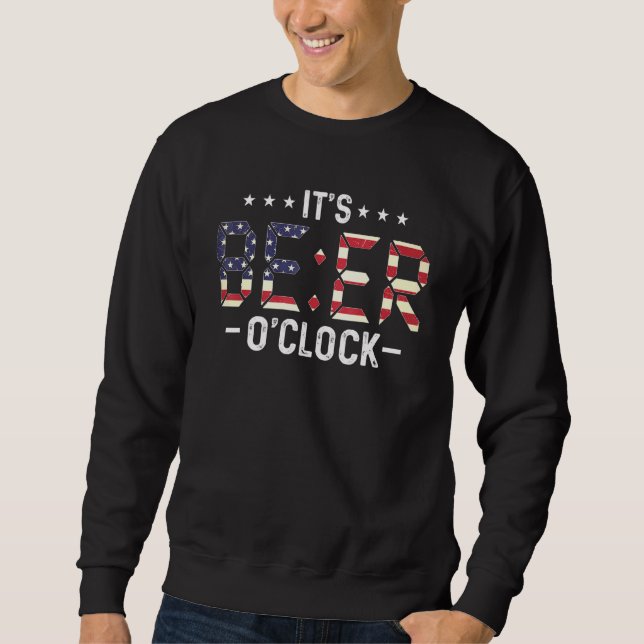 Its Beer Oclock American Flag Sweatshirt (Front)