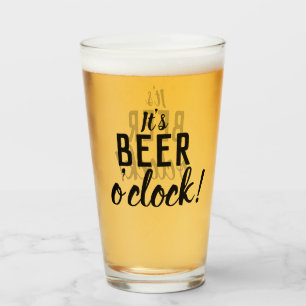 It's Beer O'Clock Funny Drinking Beer Glass