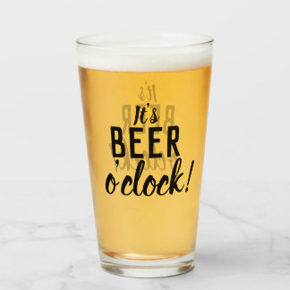 It's Beer O'Clock Funny Drinking Beer Glass