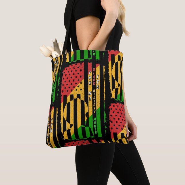 Its Black History Month For Me BHM Quote US Flag Tote Bag (Close Up)