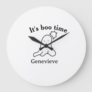 It's boo time name Halloween date time ghost black Large Clock