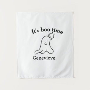It's boo time name Halloween date time ghost black Tapestry