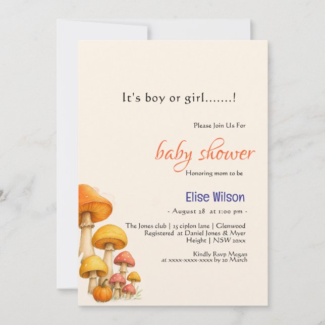 It's boy or girl fairytale baby shower  invitation (Front)