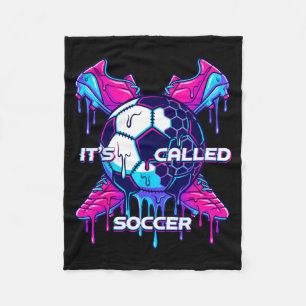 Its Called Soccer Melting Drip Glitch Art Funny Sp Fleece Blanket