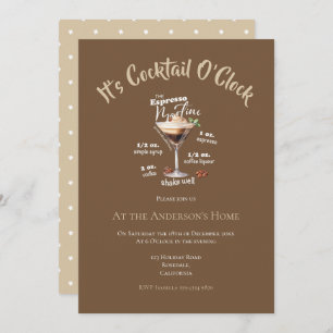 It's Cocktail O'Clock Brown Drink Christmas Party Invitation