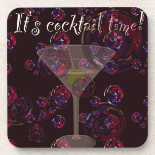 It's cocktail time, fun martini bubbles pattern coaster
