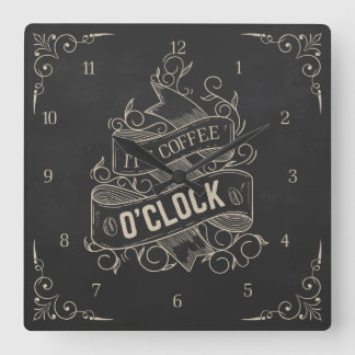 It's Coffee O'Clock Square Wall Clock