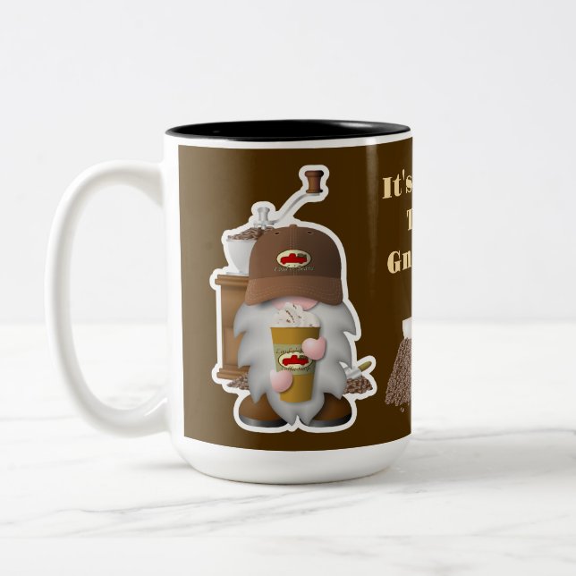 It's Coffee Time, Gnomies! Two-Tone Coffee Mug (Left)