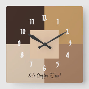 It's Coffee Time! Square Wall Clock