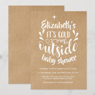 Its Cold Outside Baby Shower/Sprinkle Rustic Kraft Invitation