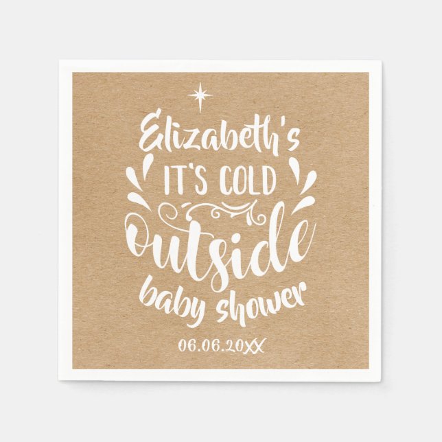 Its Cold Outside Baby Shower/Sprinkle Rustic Kraft Napkin (Front)