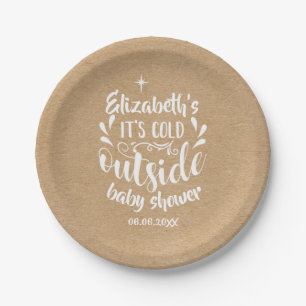 Its Cold Outside Baby Shower/Sprinkle Rustic Kraft Paper Plate