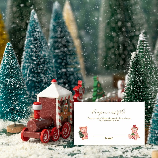 It's Cold Outside Bear Diaper Raffle Baby Shower  Enclosure Card (It's Cold Outside Bear Diaper Raffle Baby Shower Enclosure Card)