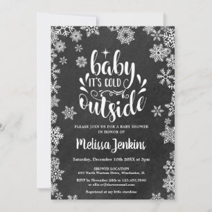 It's Cold Outside Chalkboard Winter Baby Shower Invitation