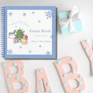 It's Cold Outside Christmas Blue Baby Shower Guest Notebook