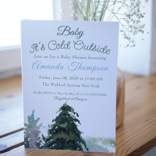 It's Cold Outside Christmas Tree Baby Shower Invitation