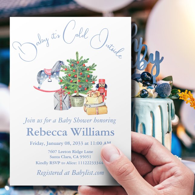 It's Cold Outside Christmas Tree Boy Baby Shower Invitation (Creator Uploaded)