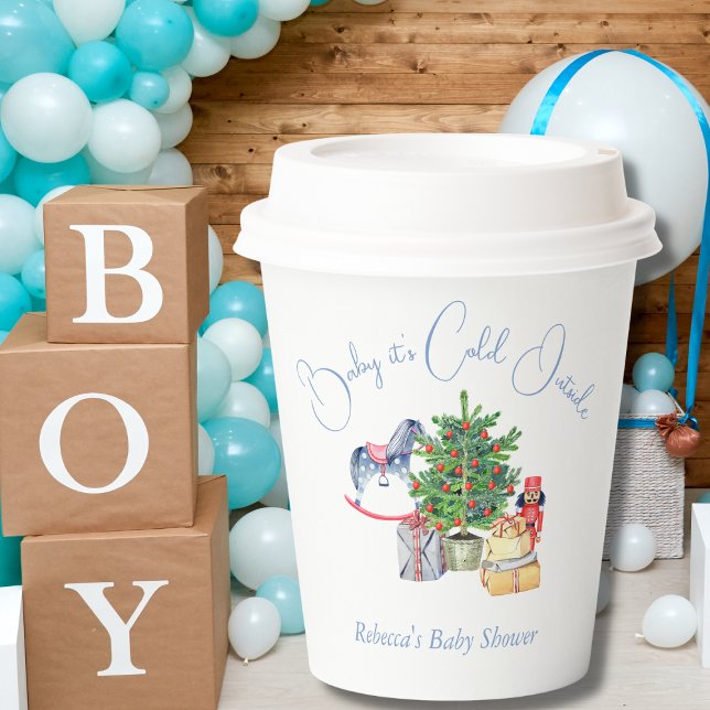 It's Cold Outside Christmas Tree Boy Baby Shower Paper Cups (Creator Uploaded)