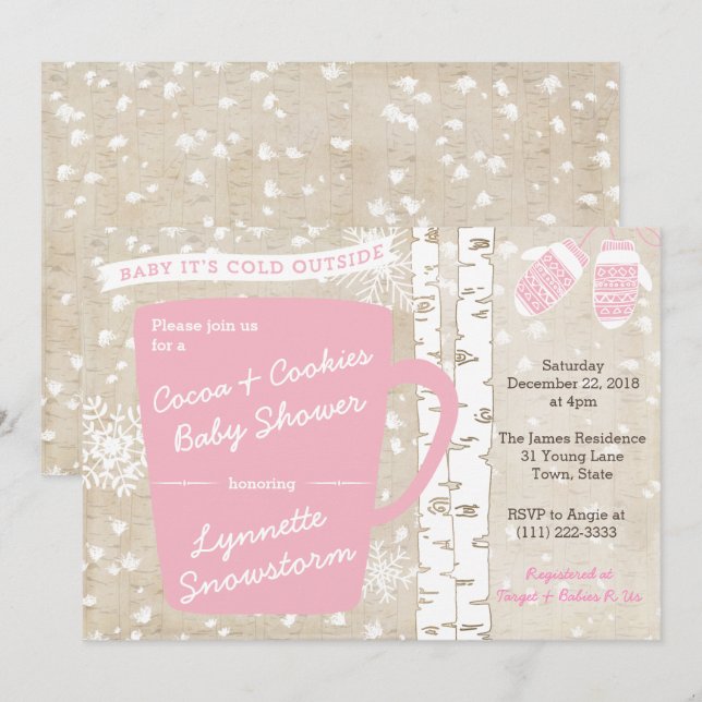 It's Cold Outside Cocoa Baby Shower for Girl Invitation (Front/Back)