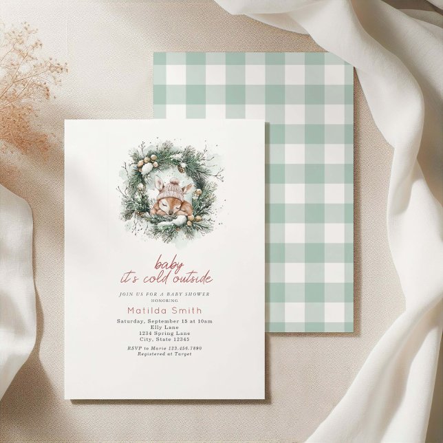 It's Cold Outside Cute Deer Baby Shower Invitation (Creator Uploaded)