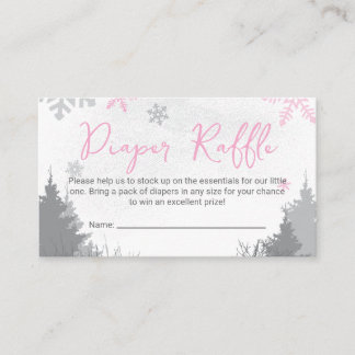 It's Cold Outside Diaper Raffle Ticket Pink Enclosure Card
