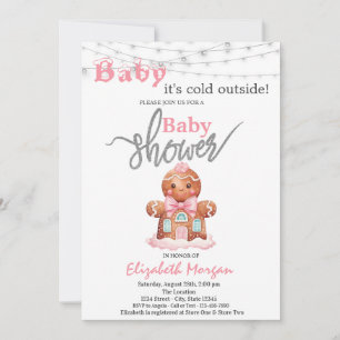 It's Cold Outside Gingerbread Girl Baby Shower Invitation