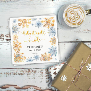 It's Cold Outside Golden Snowflakes Baby Napkin